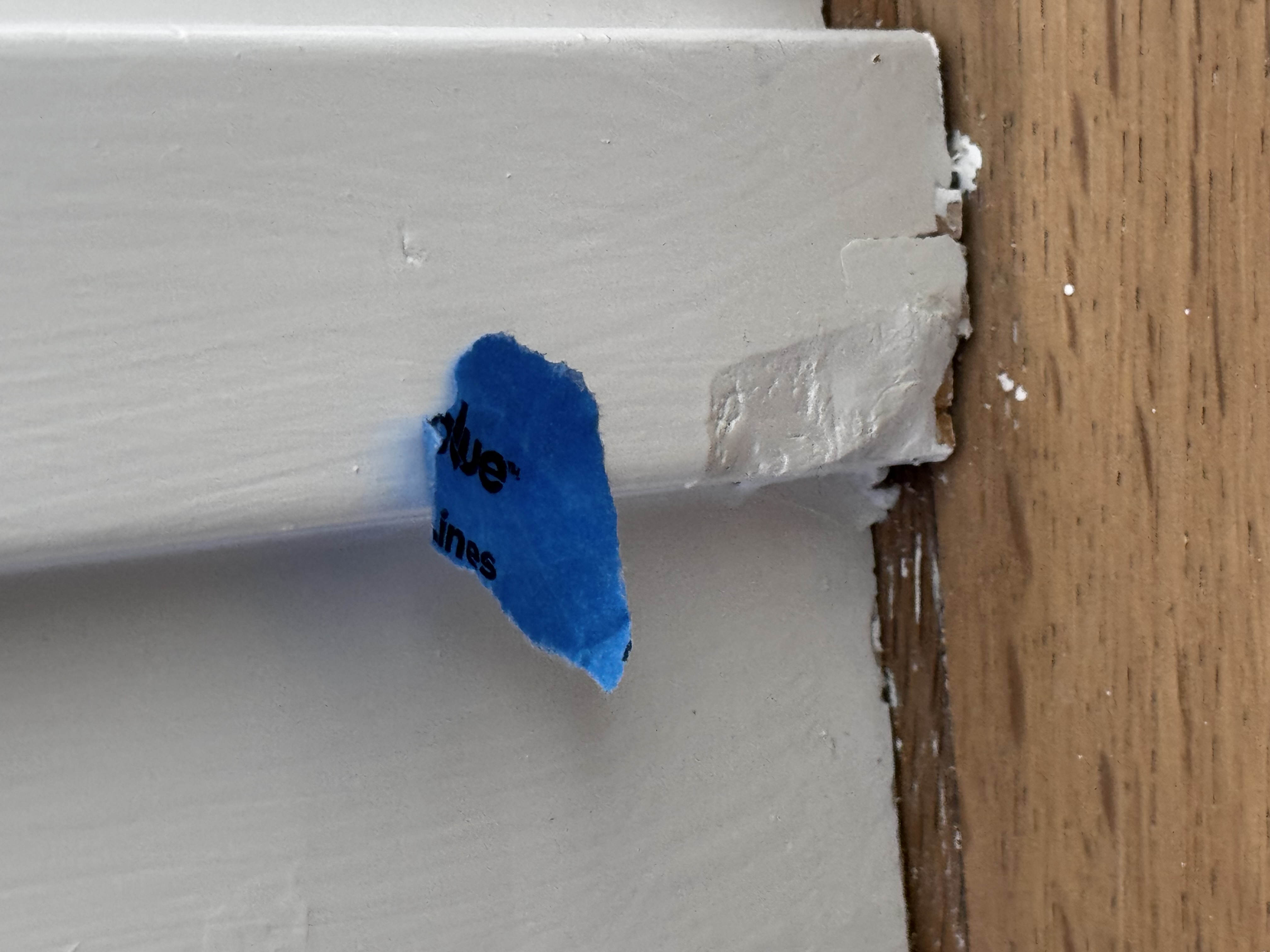 Piece of door trim going into the master bathroom